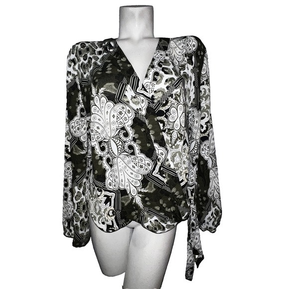 SOHO New York Company Jeans Tops - SOHO New York Company Jeans Womens Wrap Style Blouse Kimono Sleeve Print XL Top